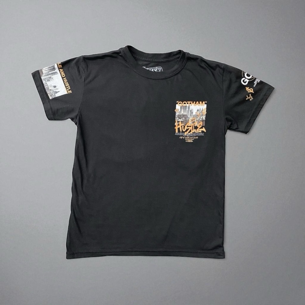 Fresh Laundry T-shirt Size Med Gotham Hustle Graphic Black Short Sleeve